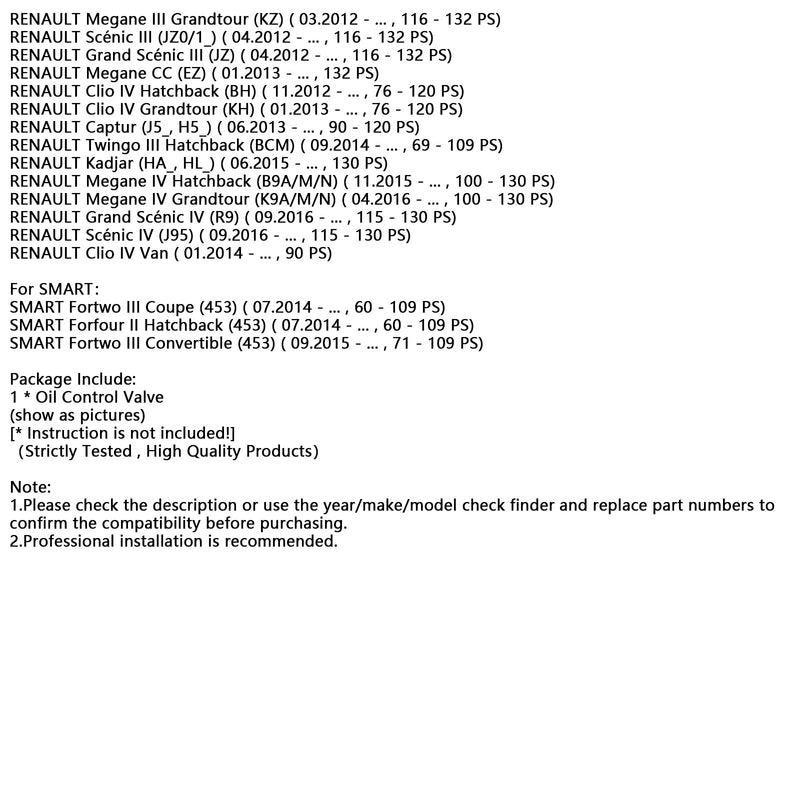 Oil Control Valve Timing VVT Solenoid 237964892R For Renault For Nissan