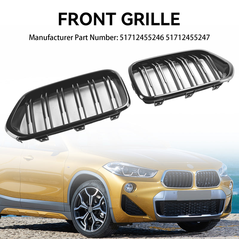 BMW X2 Series F39 2018-2023 Gloss Black Front Bumper Grill Grille