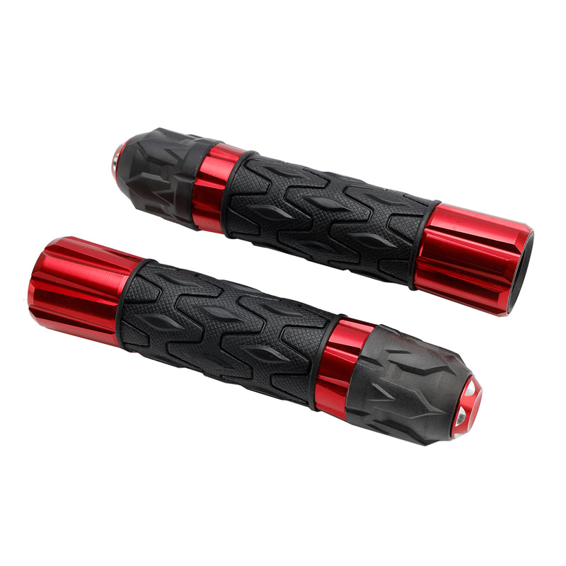 7/8"/22Mm Motorcycle Handle Bar Cnc Grips Universal Red For Motorcycle Scooter Silver