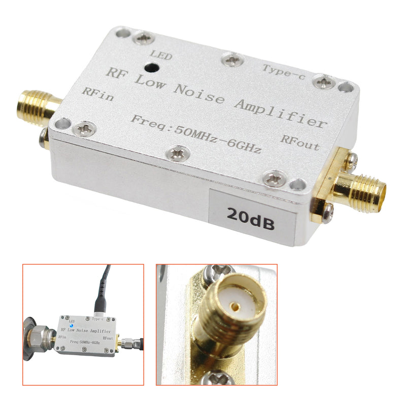 50m-6GHz Radio Frequency Amplifier 20dB 30dB High-Gain Front LNA Low Noise Signal