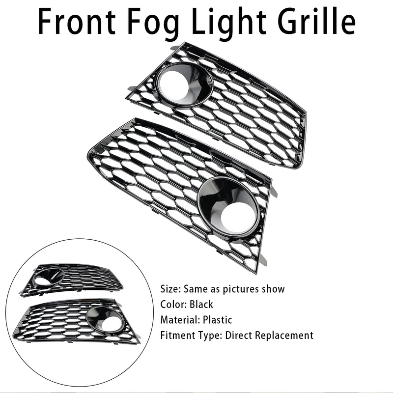 Pair Front Bumper Fog Light Lamp Frame Grille Covers Fit Audi RS7 2014-2018