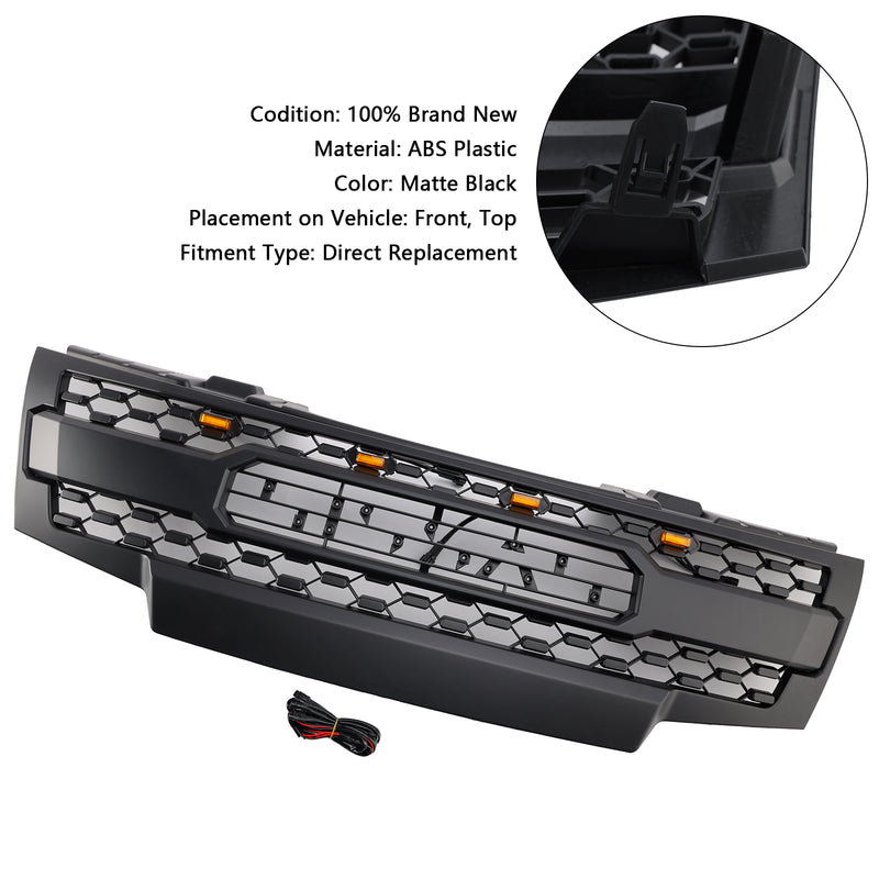 Black Front Bumper Grill Grille Fit Nissan Frontier 2009-2019 W/Led Lights
