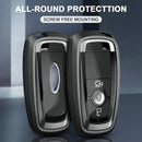 Aluminum Alloy TPU Silvery Car Key Case Cover With Buckle For Ford