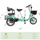 400W 48V 12A Elder Electric folding trike 3 wheel e-bike with Rear Seat