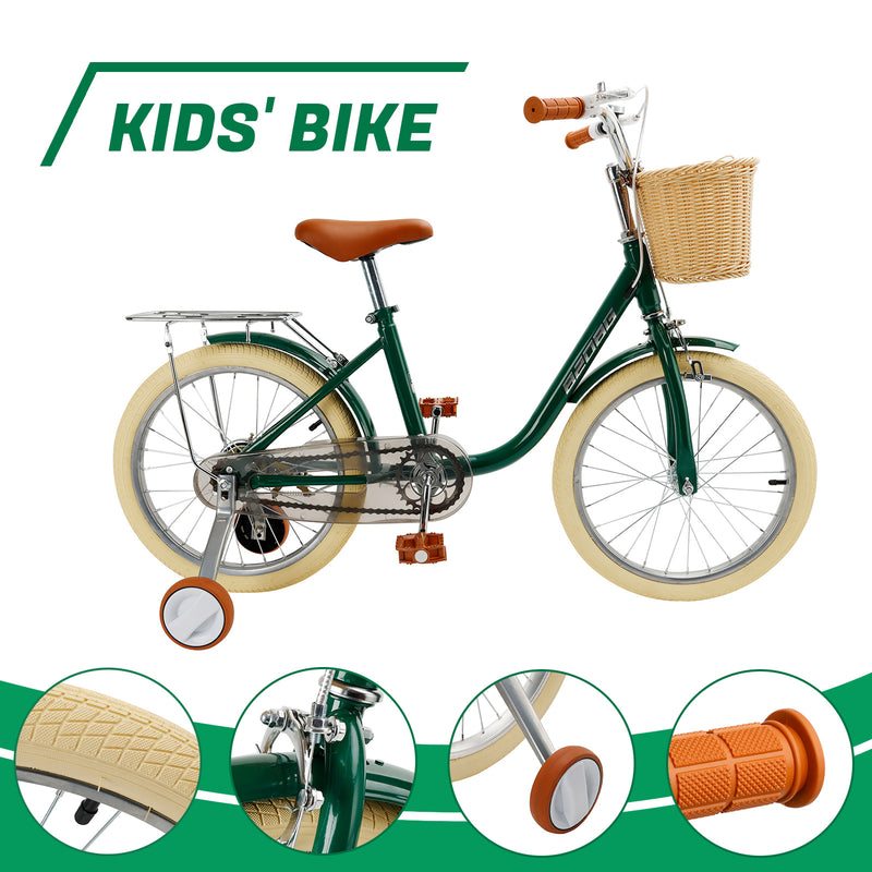 18 inches Kid's Bike Child Bicycle for Ages 7-9 Years Boys and Girls with Basket