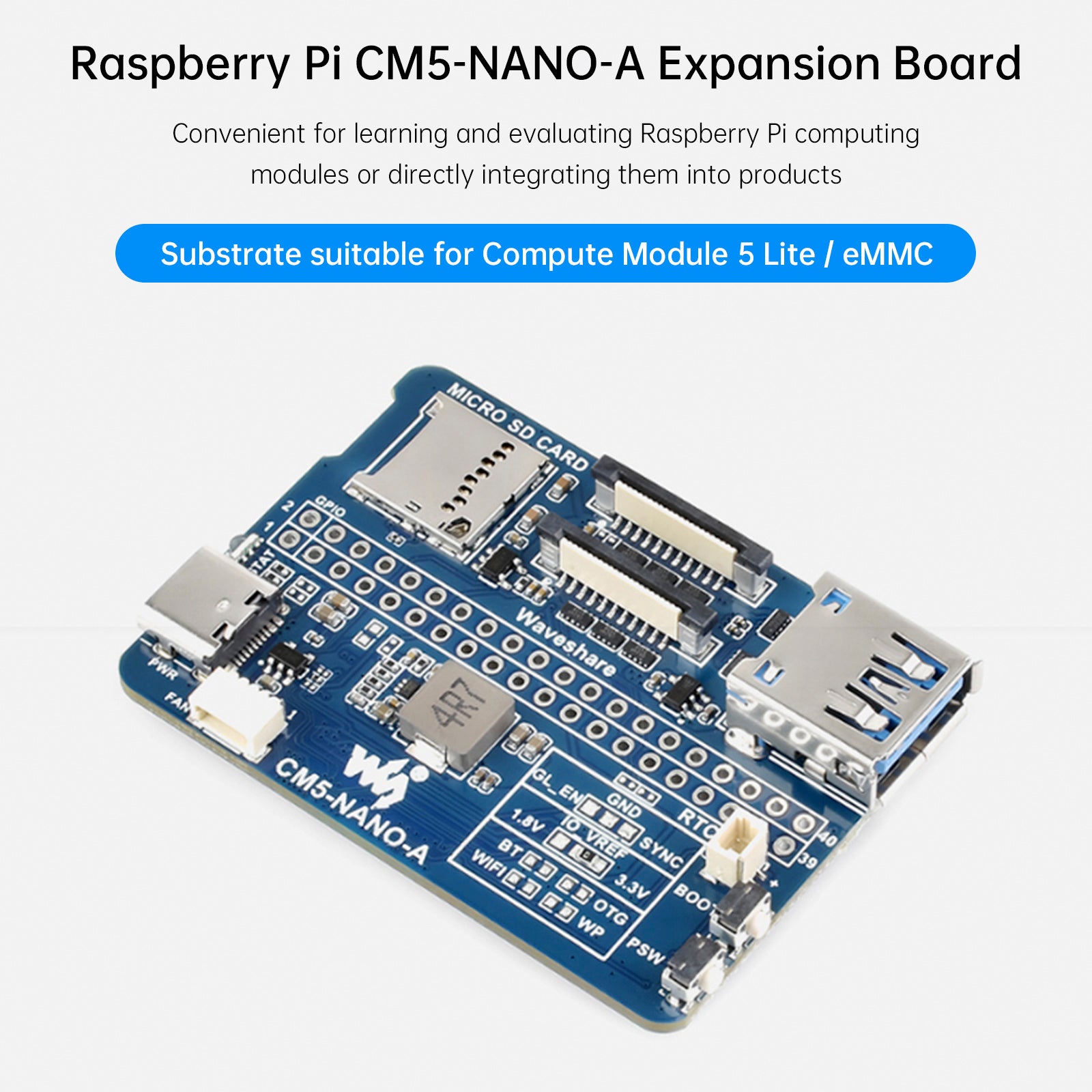 Raspberry CM5 Compute Module IO Baseboard 5 Expansion Board NANO Type