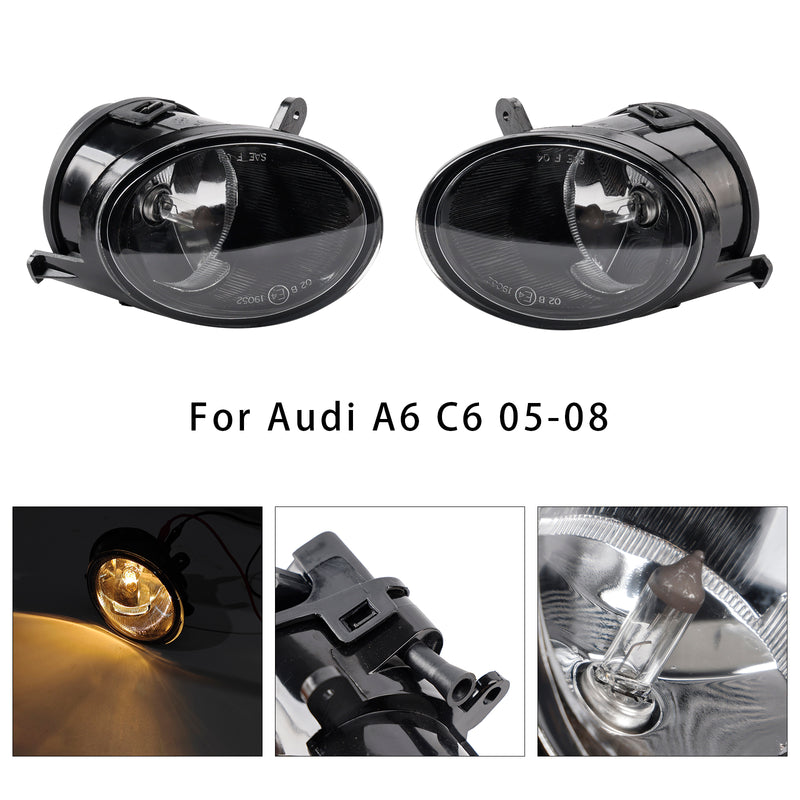 Pair Front Bumper Driving Fog Light For Audi A6 C6 2005 2006 2007 2008