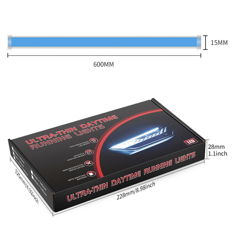 Ultra Thin Car LED Headlight Daytime Running Iridescent Light Eyebrow Strip With APP Controller 60cm