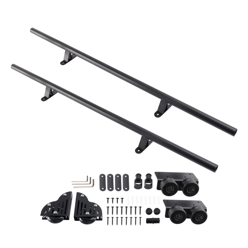 6.6FT Round Tube Rolling Library Sliding Ladder Hardware Kit with Brake