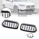 2018-2023 Fit BMW X2 Series F39 Black Front Bumper Grill Grille Double Slat