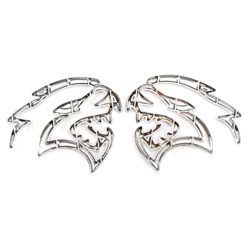 2x Hellcat Fender Side Emblem Badge Decal for SRT Hellcat Silver