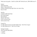 Yellow Lens Fog Lights + Switch For 2003-2007 Honda Accord / 2004-2008 Acura TL