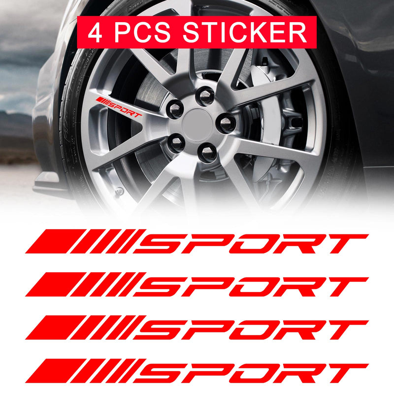 4Pcs SPORT Style Car Rims Wheel Hub Racing Sticker Graphic Decal Strip Red