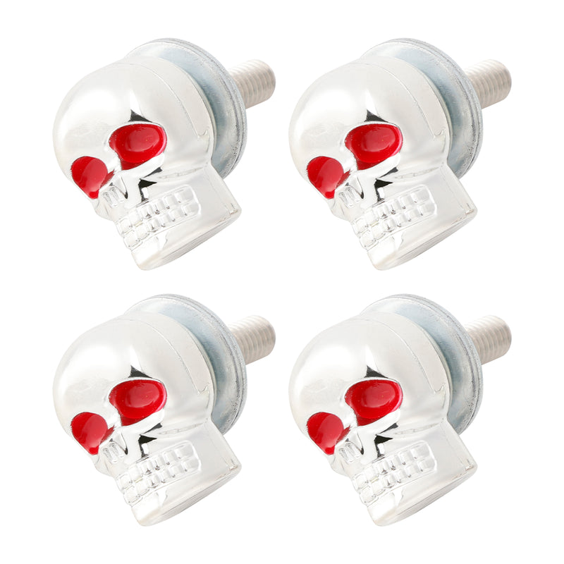 M6 Plastic Custom Head Skull License Plate Frame Screws Bolts Hardware Silver X2