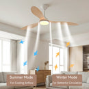 Remote Quiet 6 Speeds Black White Modern 52" Pendant Ceiling Fan with Light