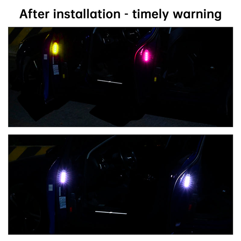 4Pcs Car Door Decoration Safety Light Warning Flashing Automatic Sensing Light