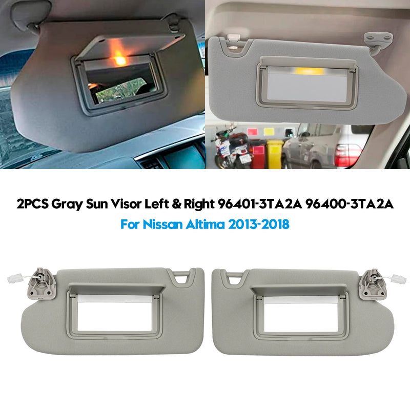 2PCS Gray Sun Visor Left & Right 96401-3TA2A 96400-3TA2A For Nissan Altima 2013-2018