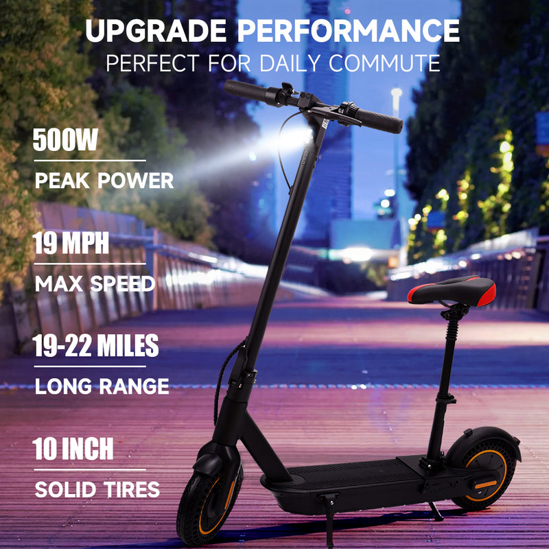 10" MAX Electric Scooter With Seat 500W 10AH Long-Range Battery 60 KM Commute