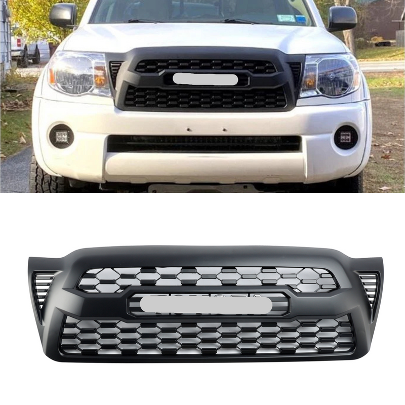 2005-2011 Tacoma Front Bumper Hood Grille Grill Replacement With TOYOTA letter Matte Black Generic