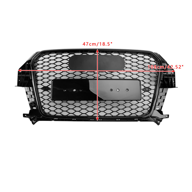 RSQ3 Style Gloss Black Front Honeycomb Mesh Grille Fit Audi Q3 2011-2015