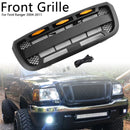 Matt Black Front Bumper Grill Grille Fit Ford Ranger 2004-2011 With LED Light