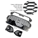 Front Bumper Grille Honeycomb Grill & Fog Light Cover Fit Audi Q5 2021-2025