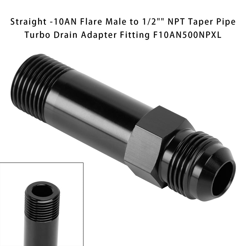 Straight -10AN Flare Male to 1/2" NPT Taper Pipe Turbo Drain Adapter Fitting