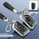 Aluminum Alloy TPU Silvery Car Key Case Cover With Buckle For Cadillac