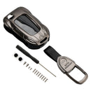 VW Polo Skoda Leather Alloy Zinc Car Key Gray Case Cover