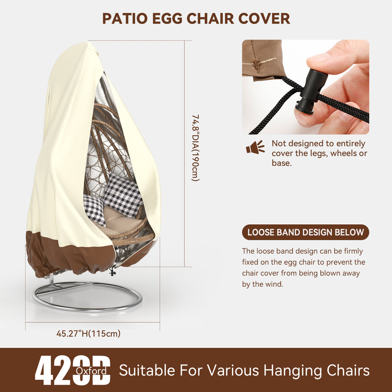 Patio Egg Chair Cover Hanging Outdoor Double Wicker Egg Swing Covers Waterproof