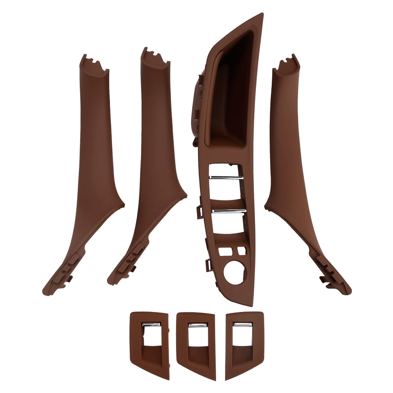 7x Red Brown Inner Door Panel Handle Pull Trim For BMW 5 Series F10 F11 10-16