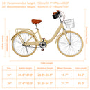 24 inch Women City Bicycle Beach Cruiser Bike with Basket & Rack Yellow