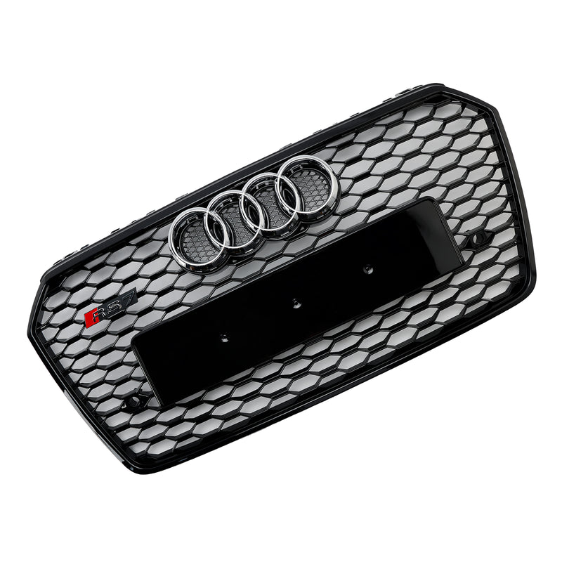 RS7 Style Honeycomb Front Bumper Grille Grill Fit Audi A7 C7 S7 2016-2018 Black