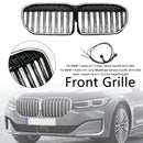 Double Slat Gloss Black Front Grill Grille Fit BMW 7 Series G11 G12 2019-2022