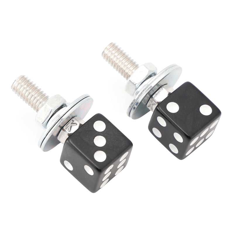 4x Motorcycle Bike Plastic Black Dice License Plate Bolt On Screw On Frame Nut