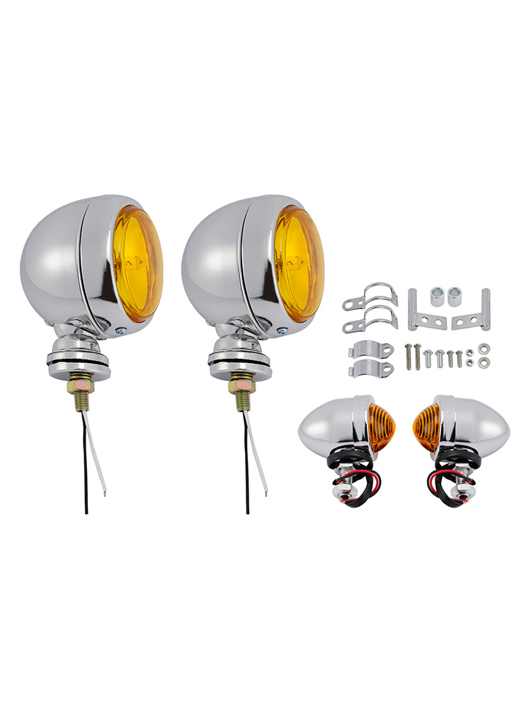 #D20 Motorcycle Spotlight Headlight Fog Beam Chrome Fit For Motorcycle Scooter