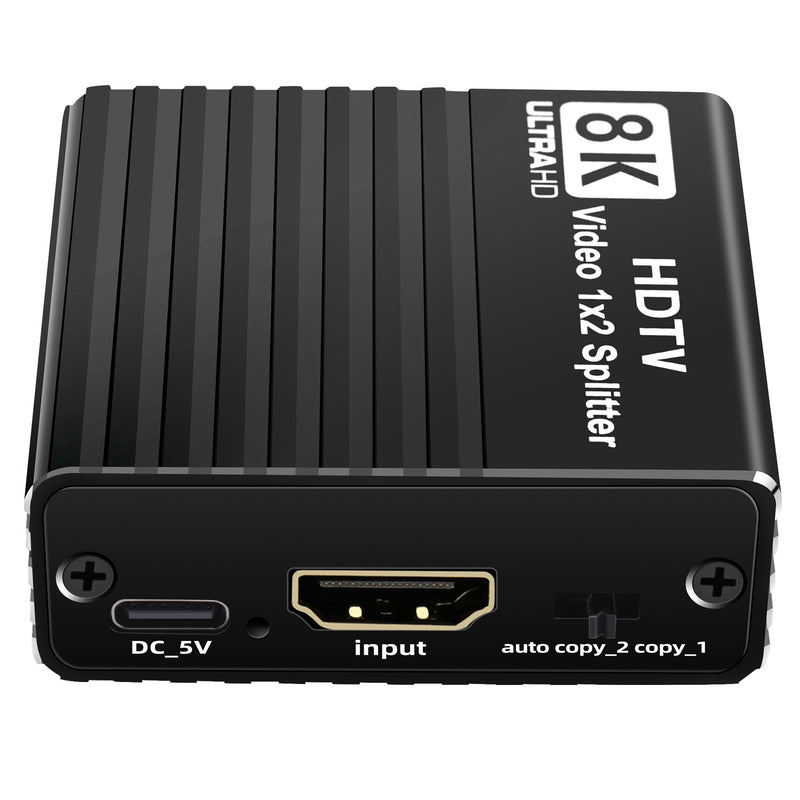 8K HDMI 1 to 2 Splitter HD2.1 8K60hz/4K120hz/1080P240hz w EDID 1 Input 2 Output