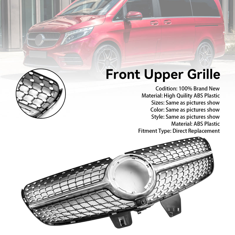 Diamond Front Upper Grill Grille fit Mercedes Benz V Class W447 2020-2023