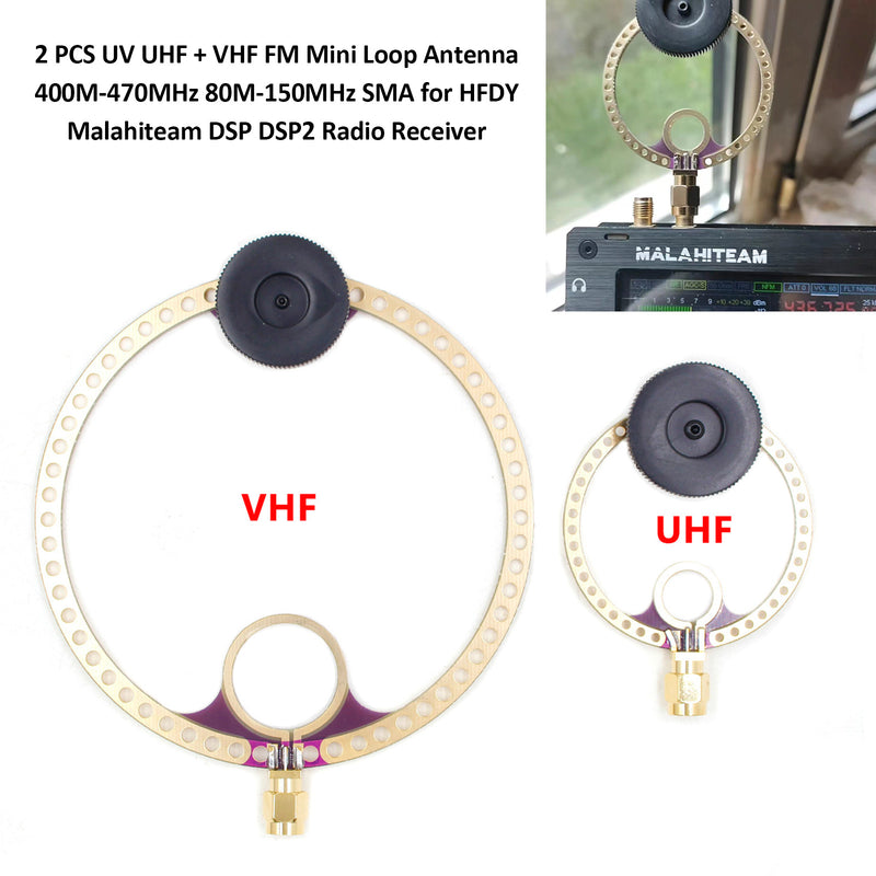 2x Donut VHF UHF FM Mini Loop Antenna for HFDY Malahiteam DSP DSP2 Radio Receiver