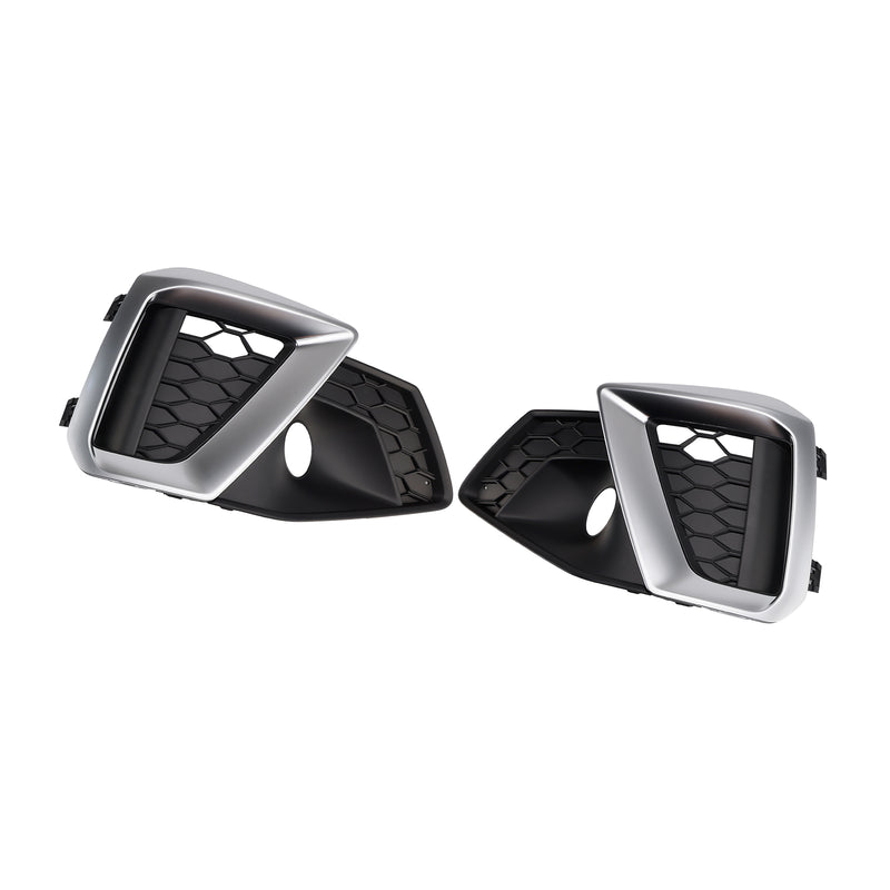 Silver Front Bumper Lower Fog Grille Cover Fit Audi A4 B9.5 S-Line 2020-2024