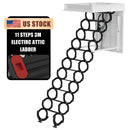 11 Steps 3m Electirc Attic Ladder Aluminum Folding With Remote Loft 31.5*35.4"