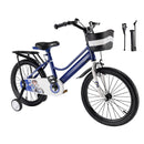 18" Kids Bike for Boys and Girls with auxiliary wheels & Rack Dark Blue