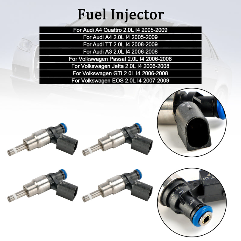 4PCS Fuel Injector 06F906036A Fit Audi A3 A4 A6 Fit VW Golf Passat 2.0 Tfsi