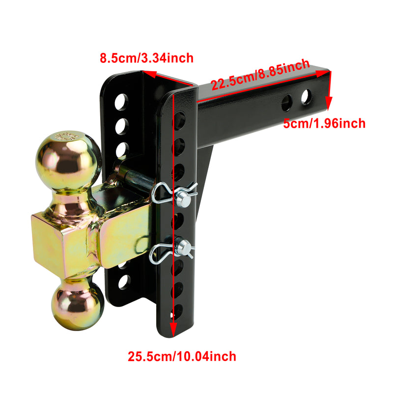45900 Adjustable Channel Style Dual Ball Mount For 2" Trailer Hitch Tow Receiver