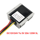 Waterproof DC 12V/24V to 5V 3-40A Step-Down Power Supply Converter Regulator