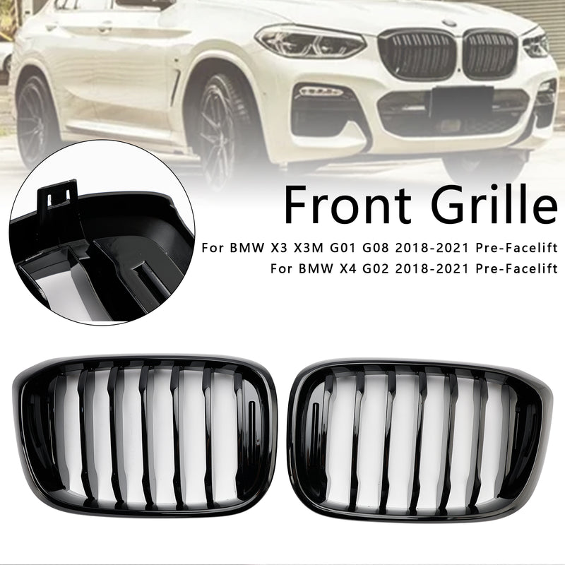 Gloss Black Front Kidney Grille Mesh Grill Fit BMW X4 G02 X3 G01 G08 2018-2021