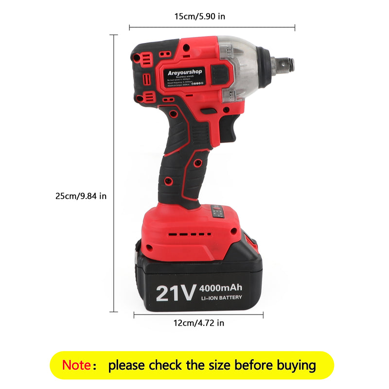 Brushless Impact Wrench Torque Rattle Gun Electric Ratchet w/battery 1/2" 21V