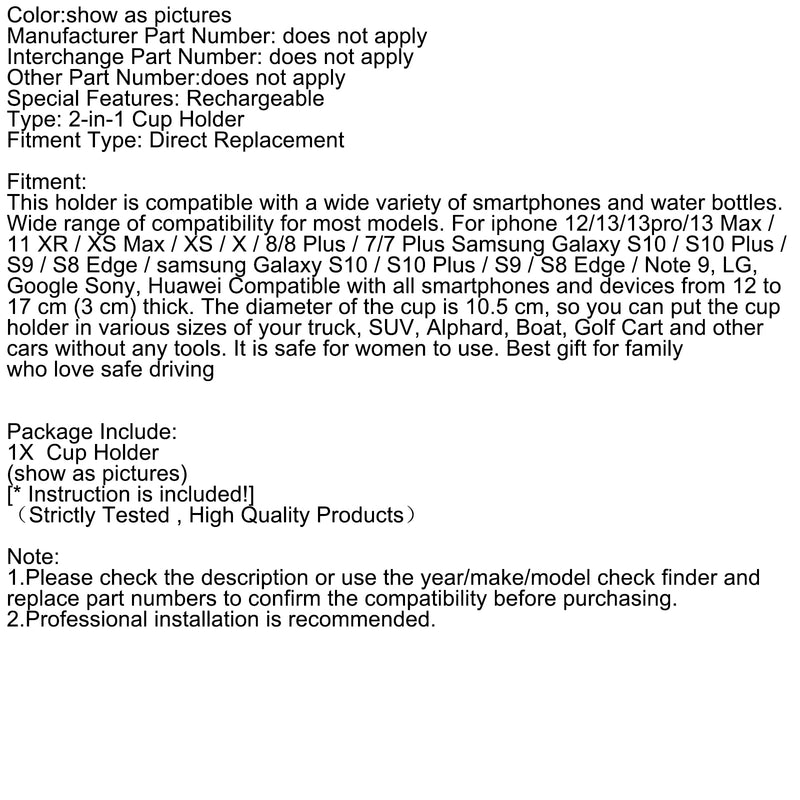 Smartphone Holder, Drink Holder, For Smartphones, Cars, 2-in-1 Cup Holder