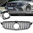 Chrome Front Bumper Grill Grille Fit Mercedes W205 C250 C300 2015-2021 W/LED