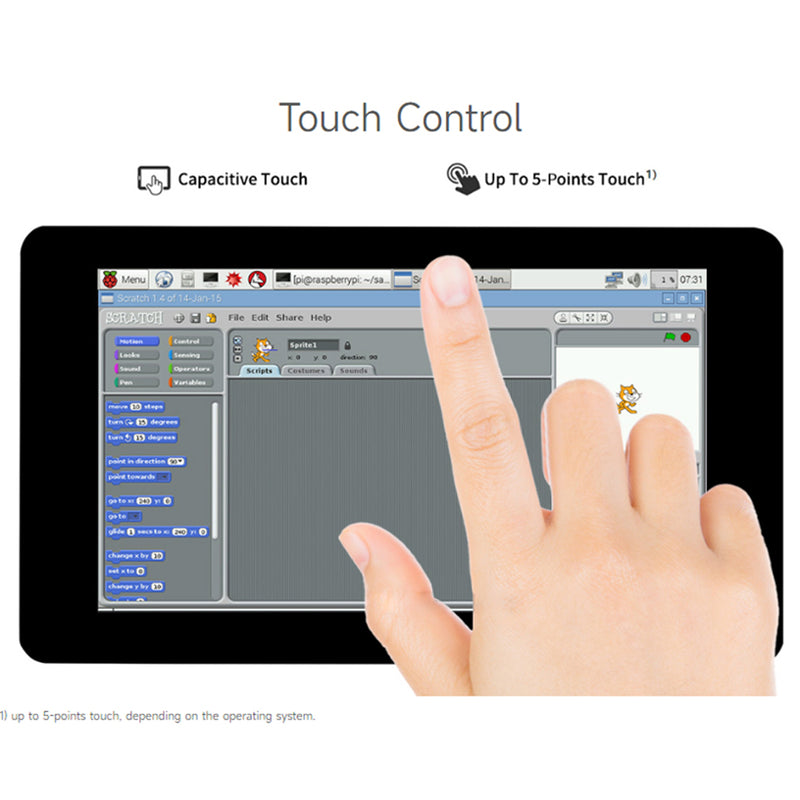 Raspberry Pi 7-inch IPS Capacitive Touch Screen Pi5/4B DSI 5-Point Touch Screen
